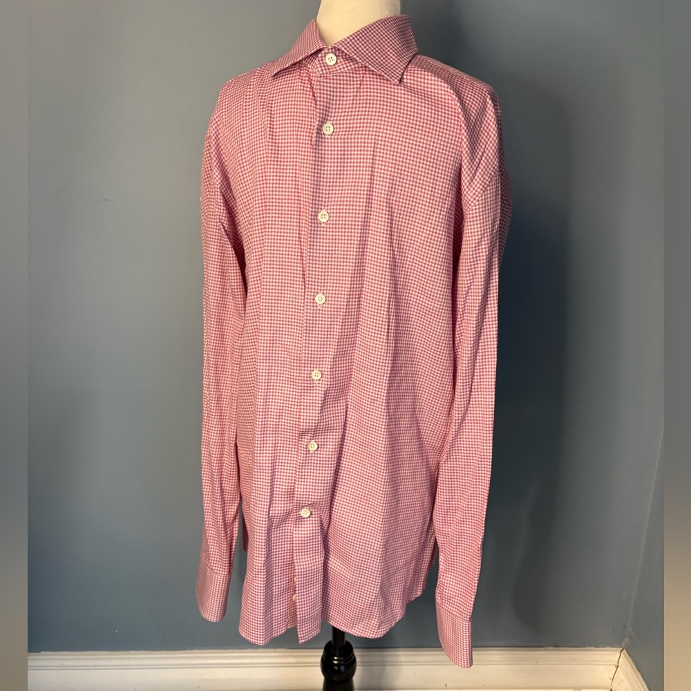Canali Pink Gingham Dress Shirt